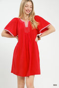 Linen-Trim Tunic Dress