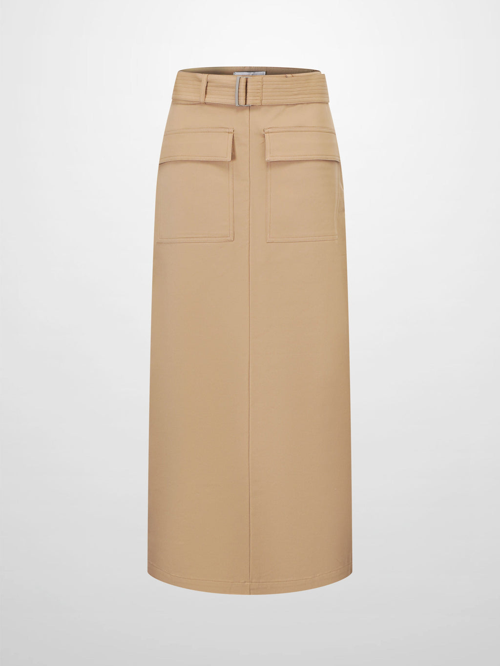 Belted Straight Cargo Pocket Skirt-Tan-1