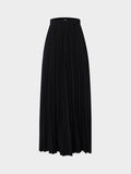 Wool Blend Pleated Skirt-Black-0