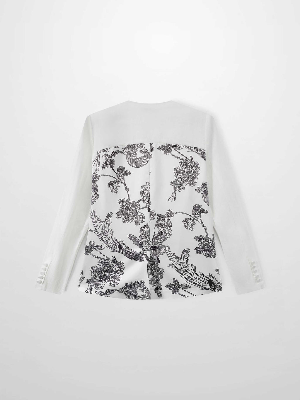 Silky Back Printed Blazer-White/Black-3