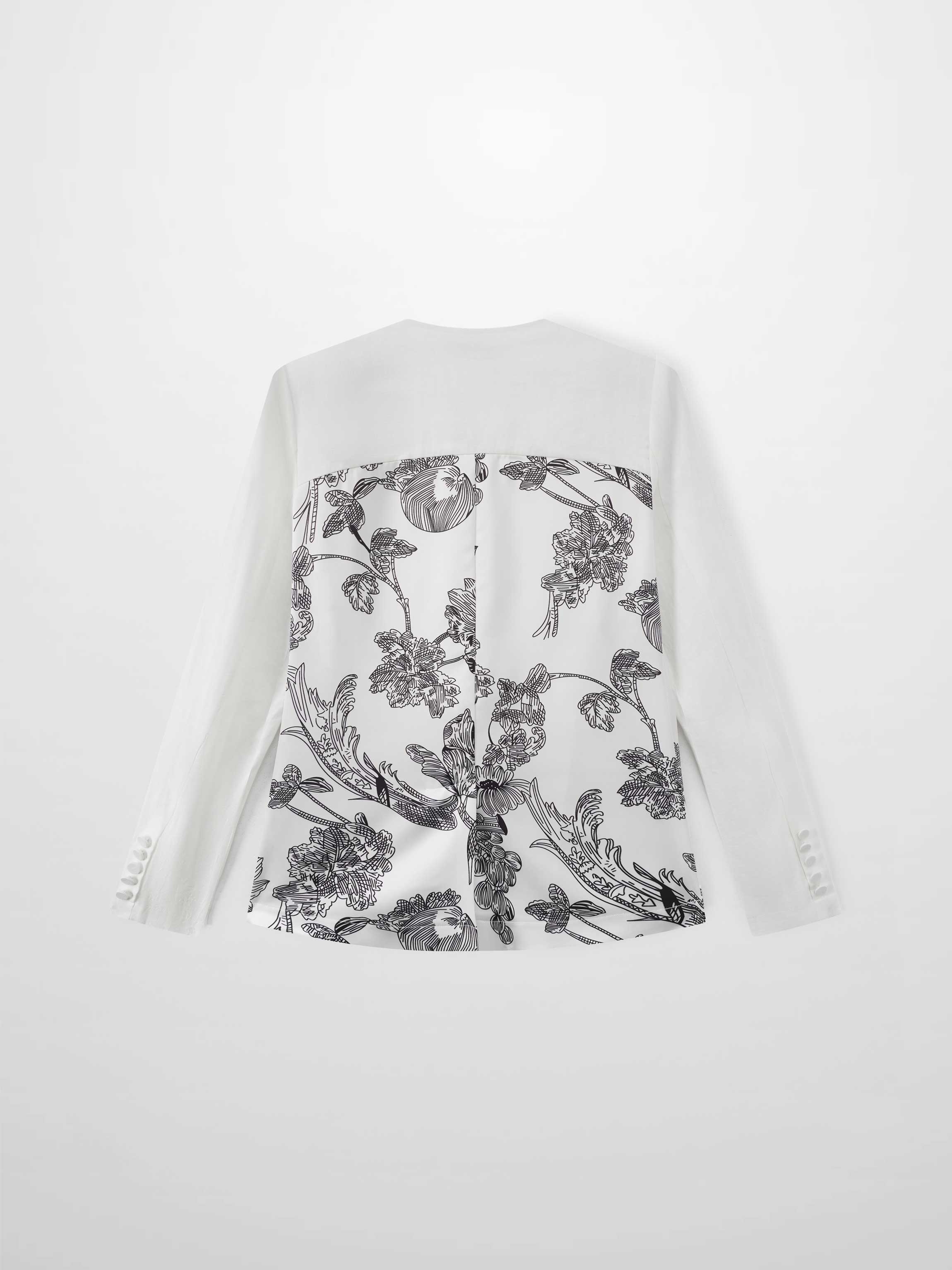 Silky Back Printed Blazer-White/Black-3
