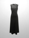 Linen A-Line Slip Dress-Black-0