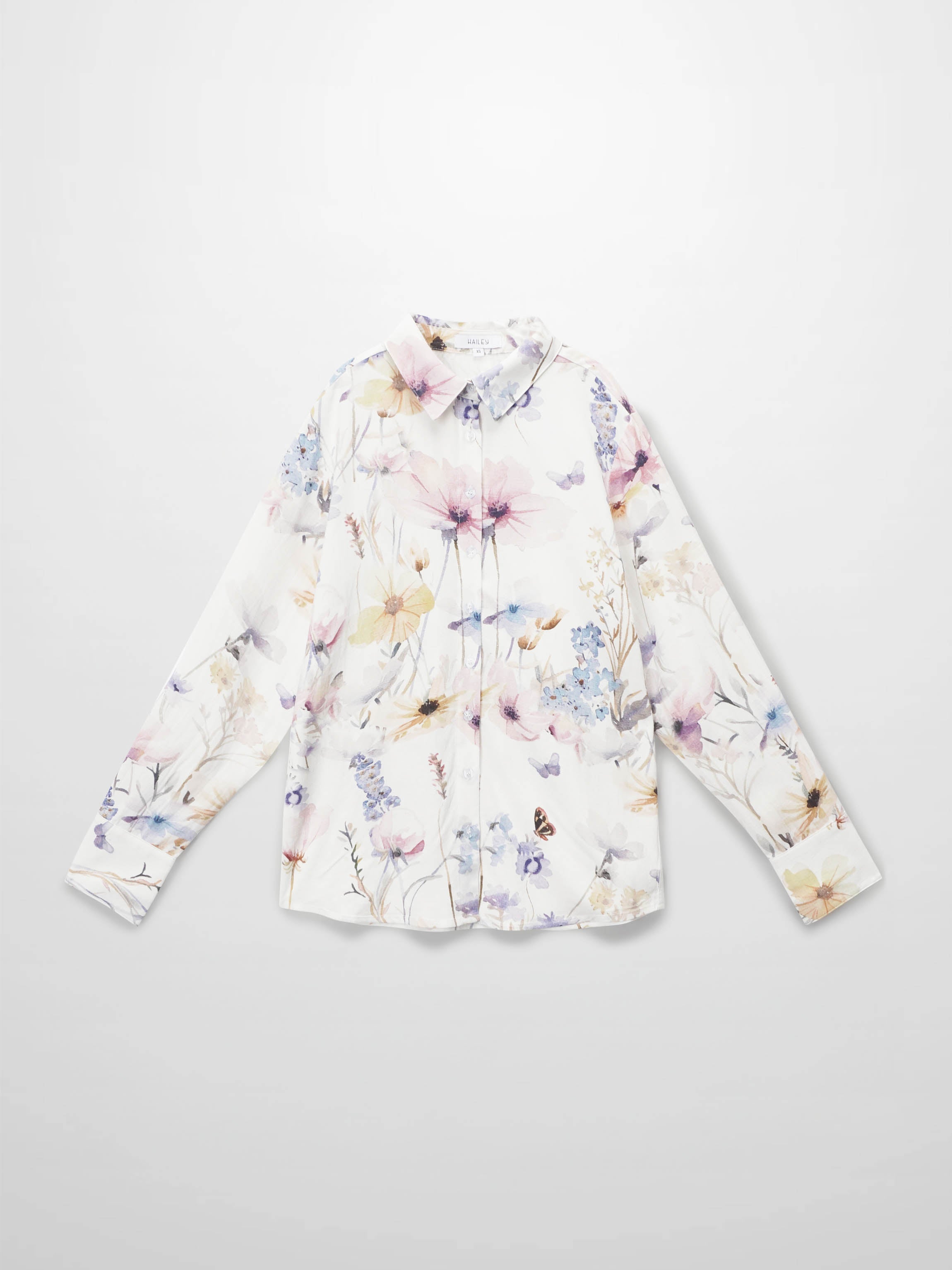 Printed Linen Blend Blouse-Scattered Flowers-2