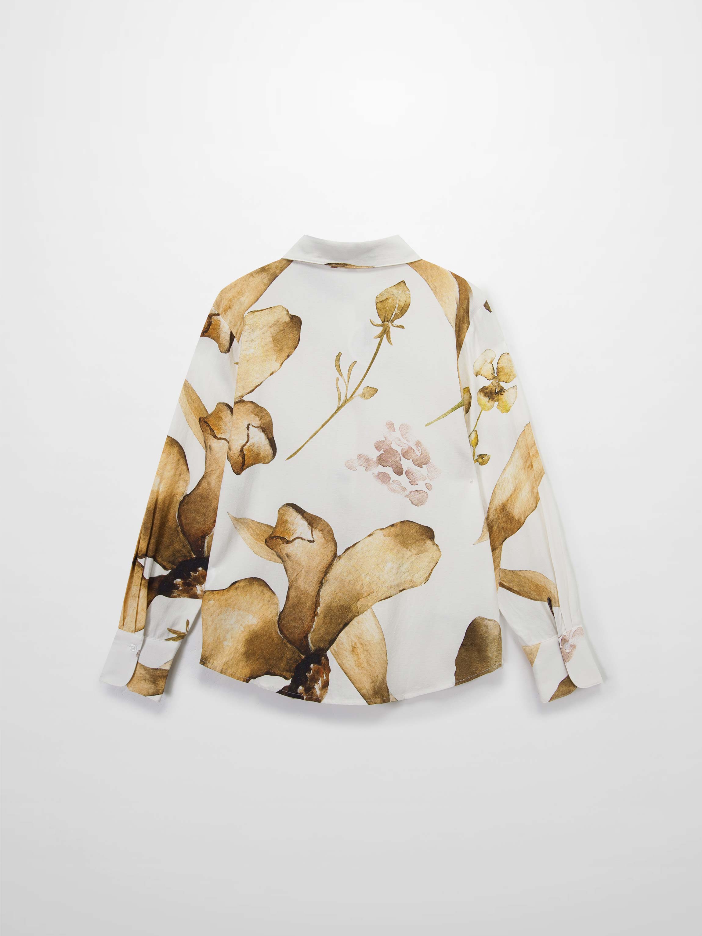 Printed Linen Blend Blouse-Brown Floral-4