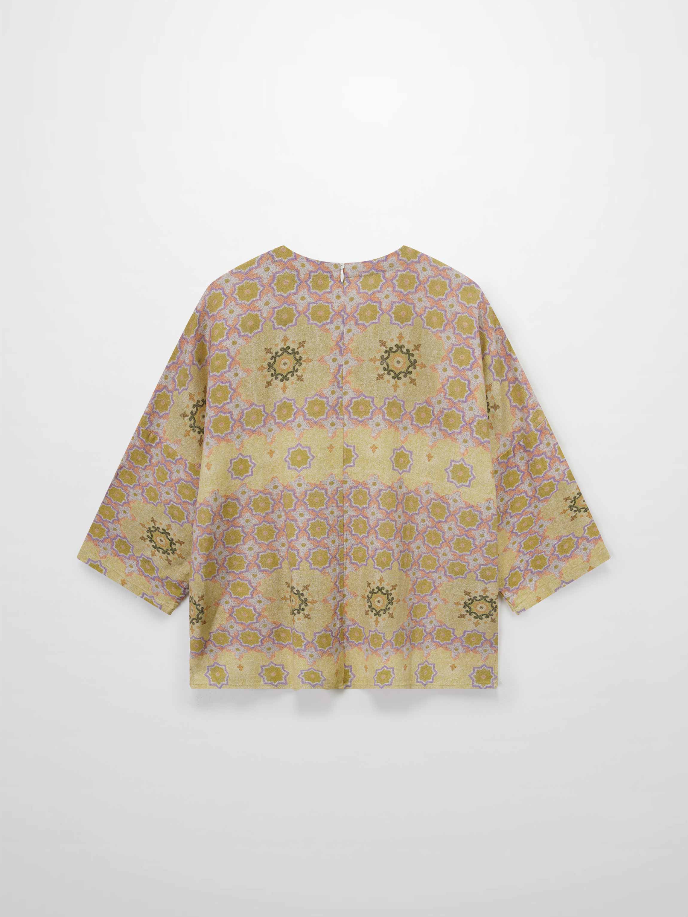 Linen Blend Crop Swing Top-Geometric-2