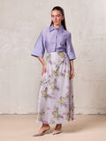 Braided Detail A-Line Skirt-Multi Color Floral-0