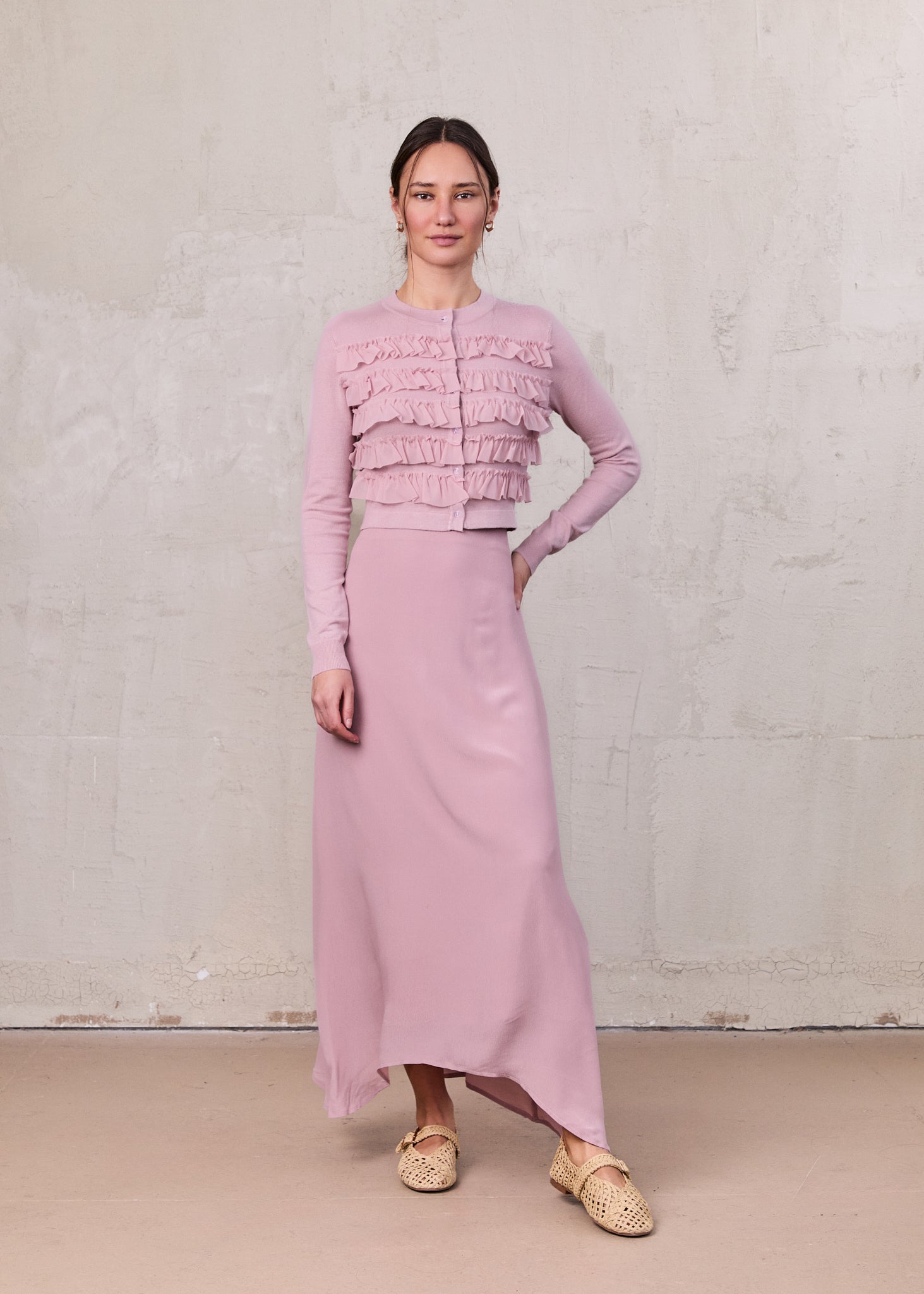 Curved Hem Maxi Skirt-Mauve-0