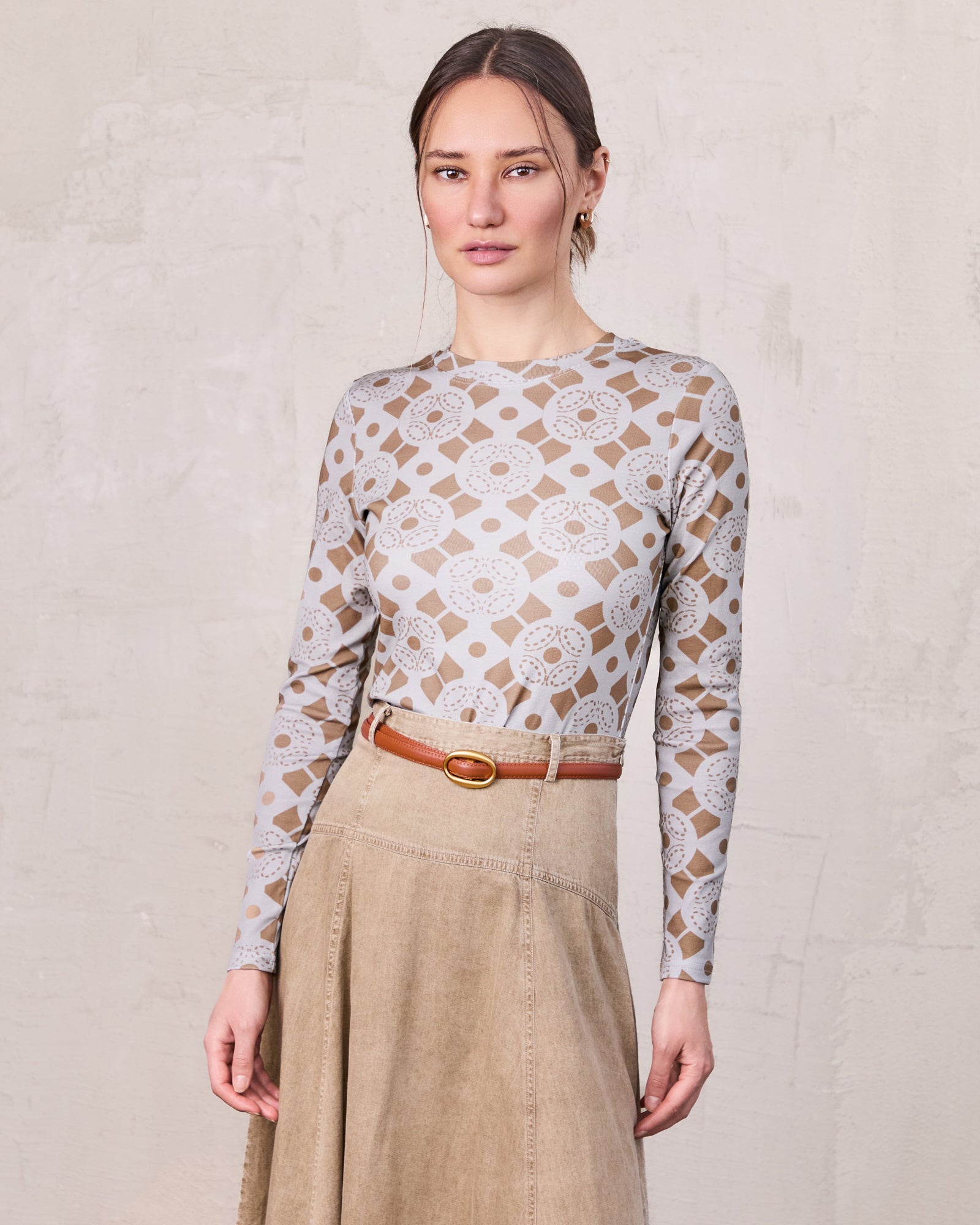 Basic Printed T-shirt-Geometric Design