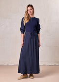 DRAWSTRING RUFFLE SKIRT-NAVY-0
