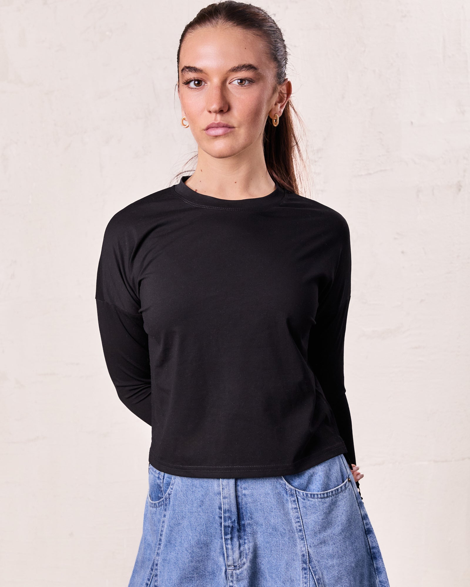 Cropped Boxy Tee-Black-0
