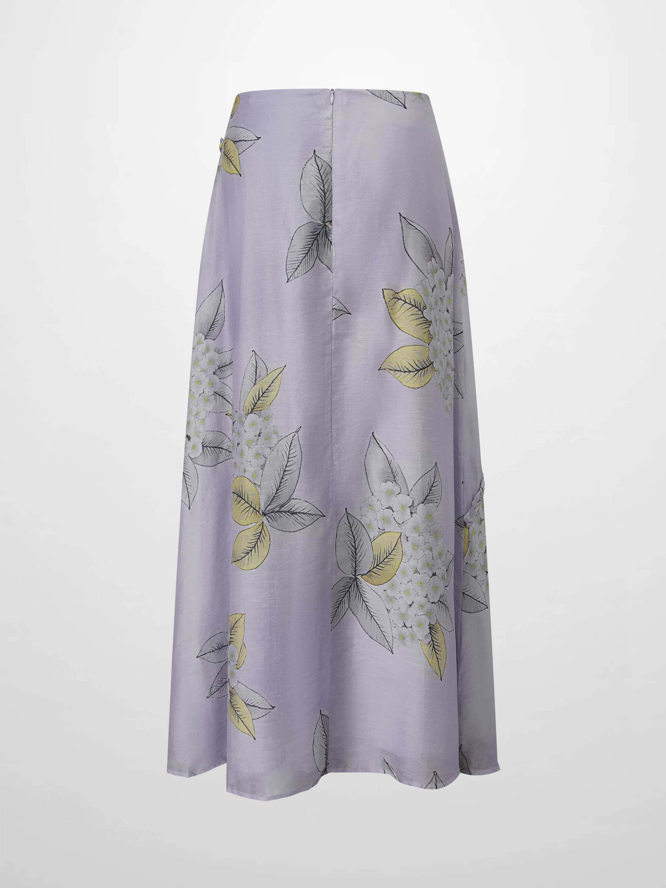 Braided Detail A-Line Skirt-Lavender Floral-3