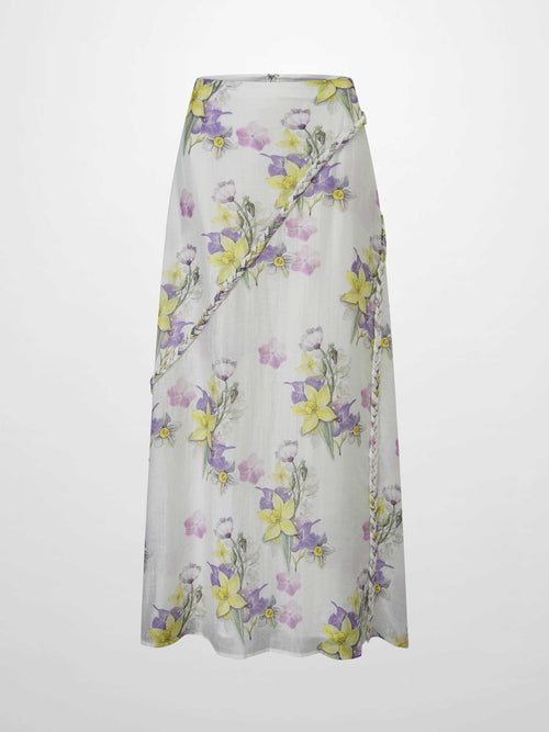 Braided Detail A-Line Skirt-Multi Color Floral-1