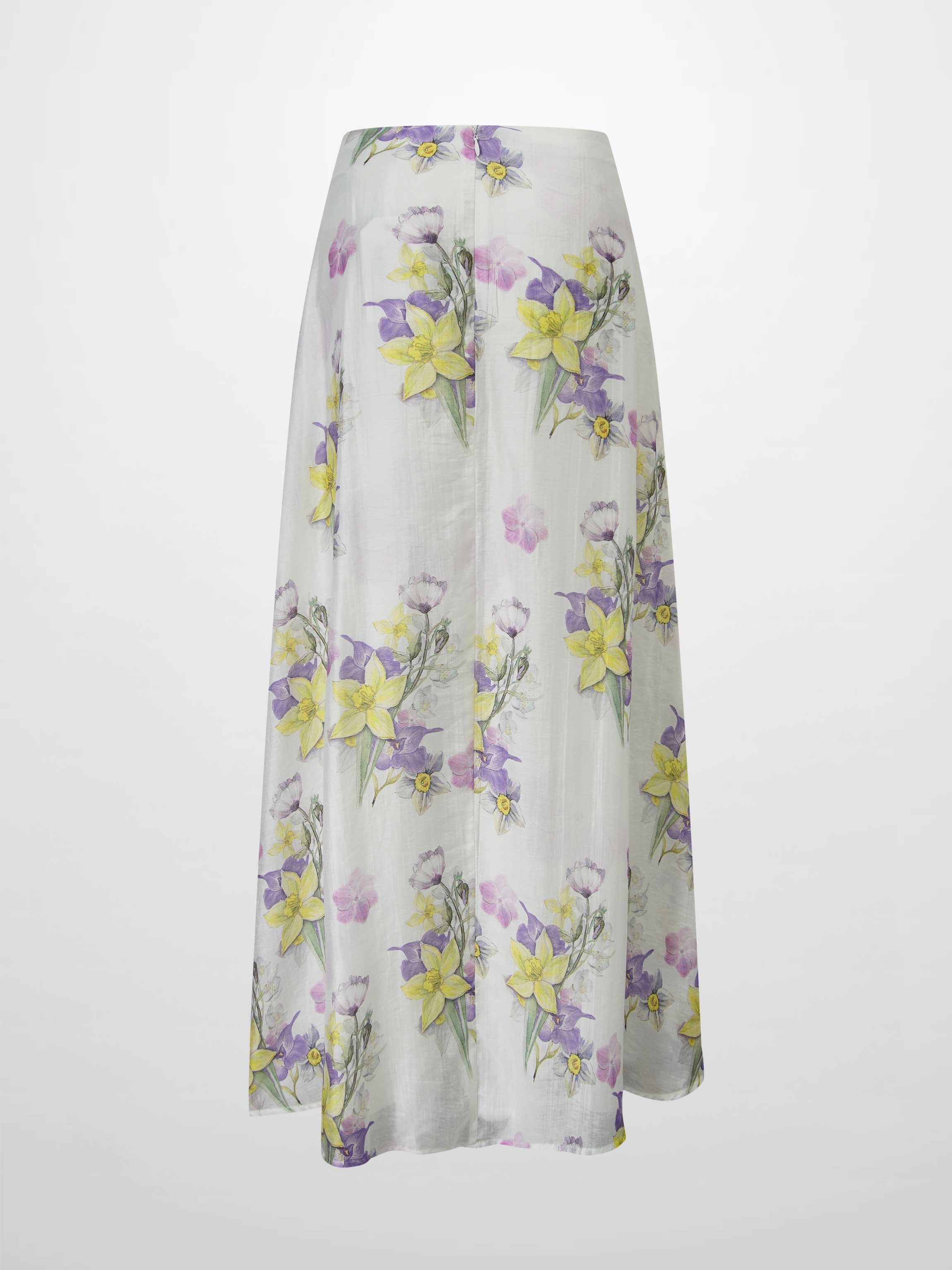Braided Detail A-Line Skirt-Multi Color Floral-2