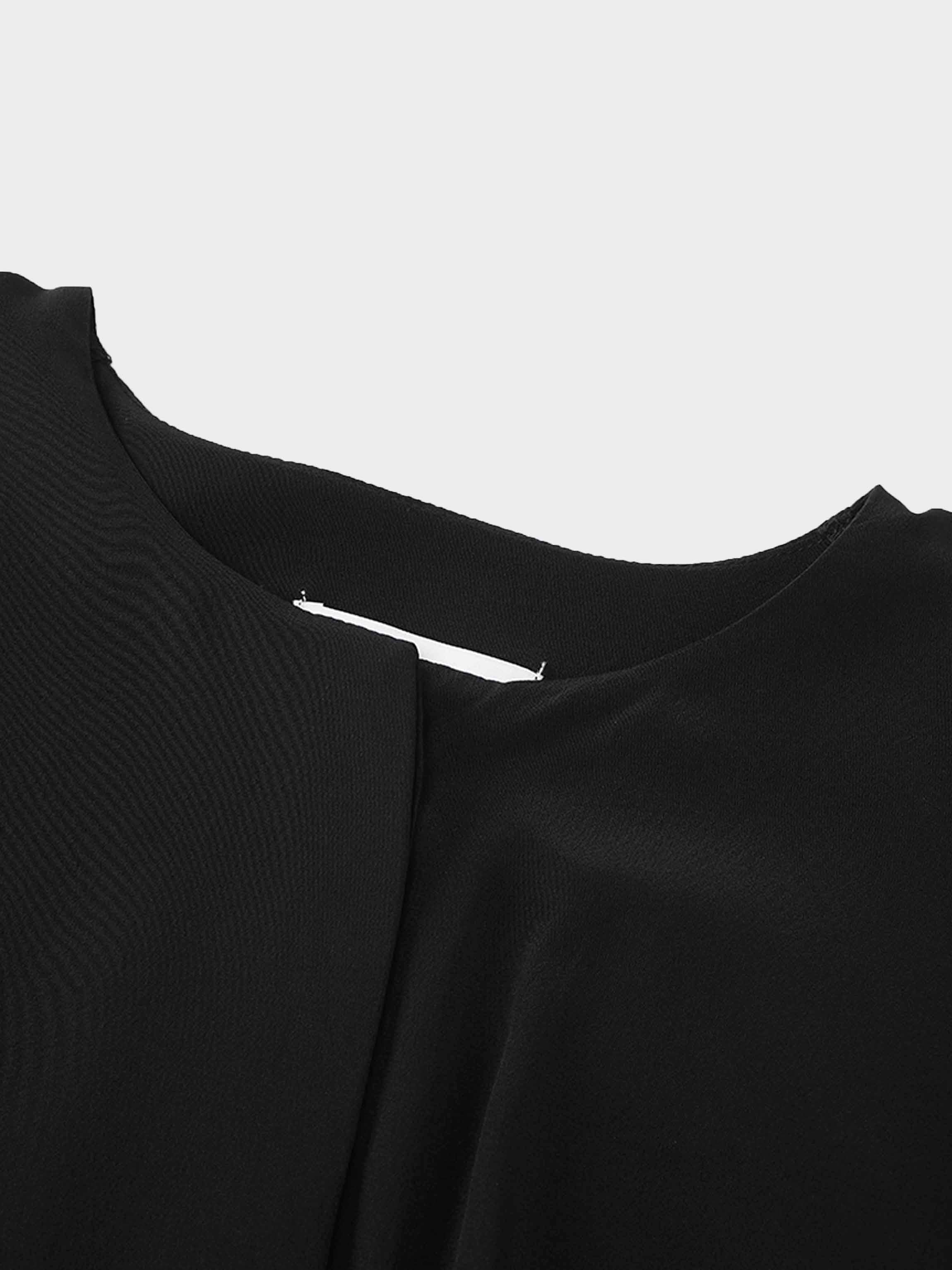 Silk Cape Blouse-Black-2