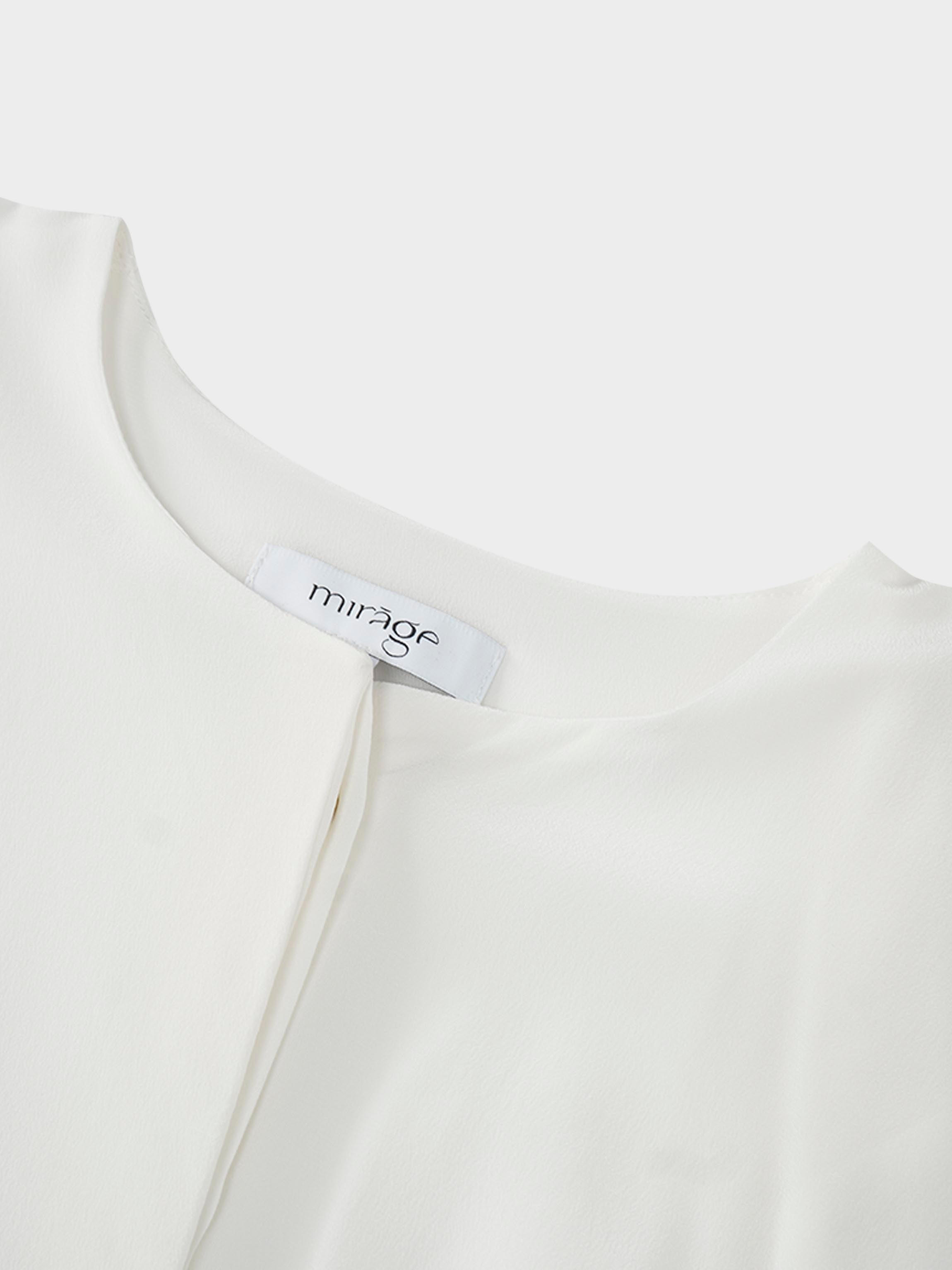Silk Cape Blouse-Cream-2