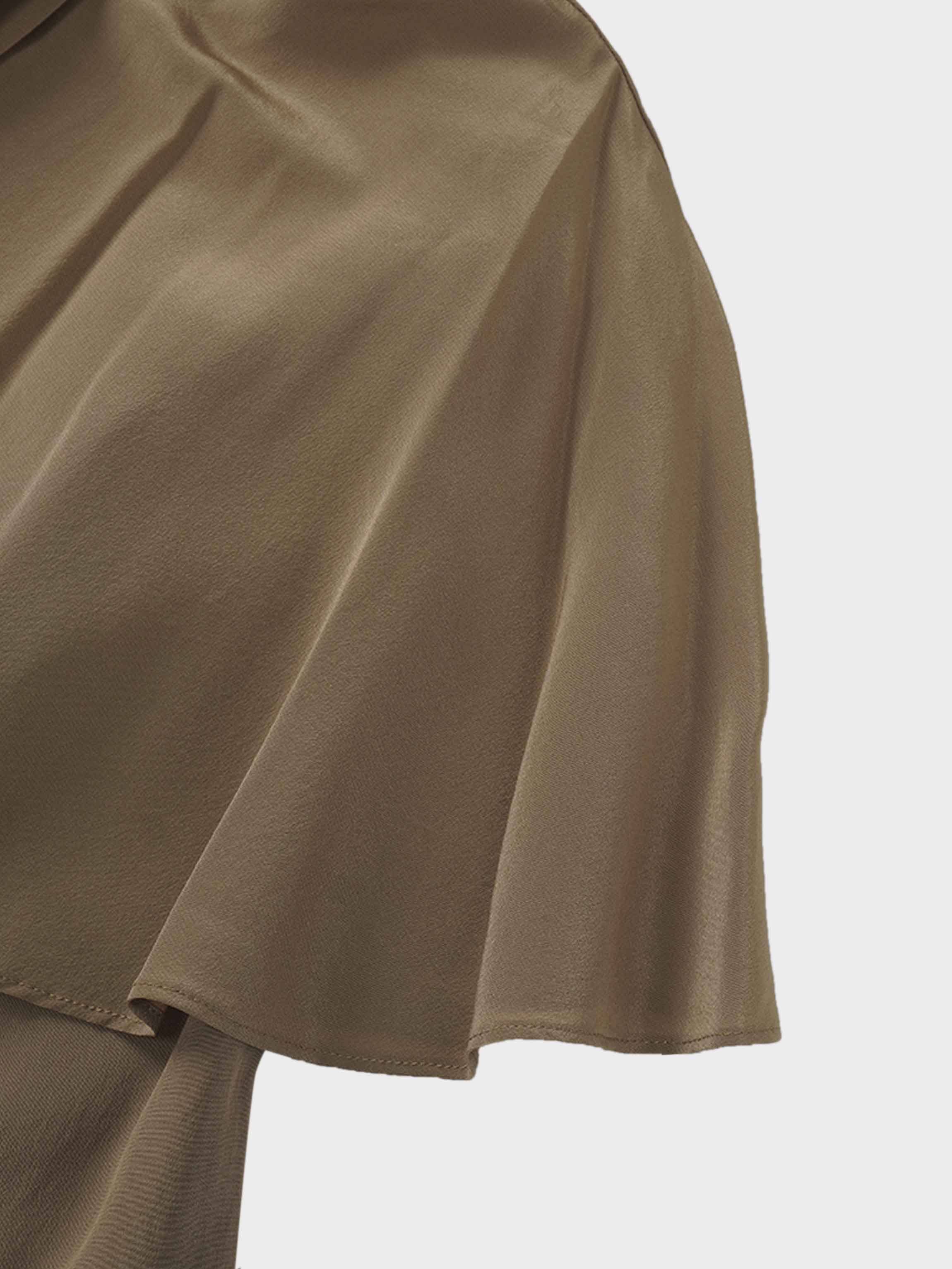 Silk Cape Blouse-Golden Olive-3