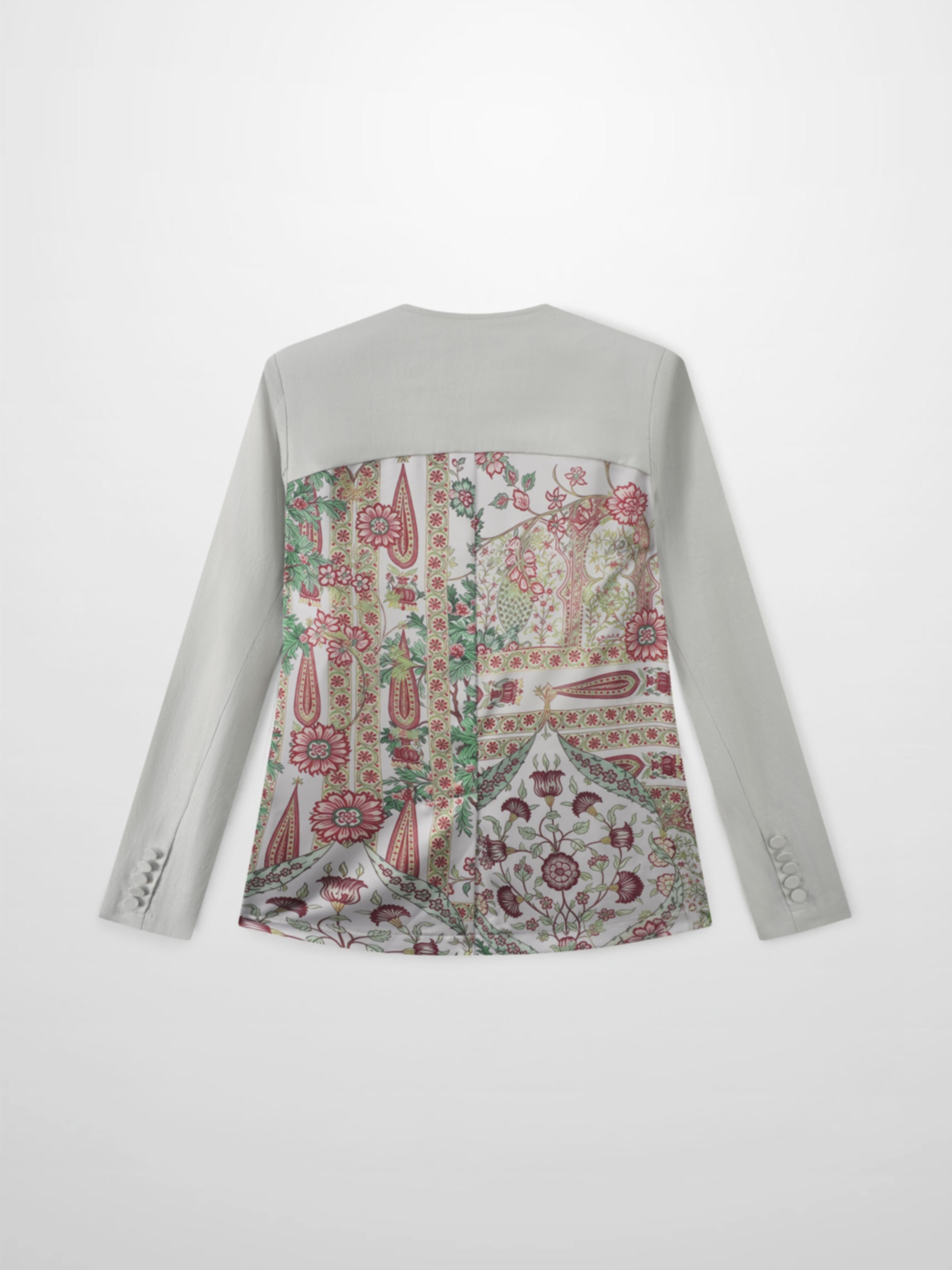 Silky Back Printed Blazer-Grey/Multi Color-1