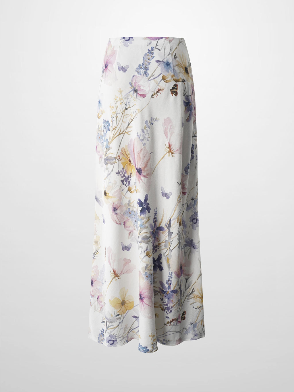 Printed Linen Blend Slip Skirt-Scattered Flowers