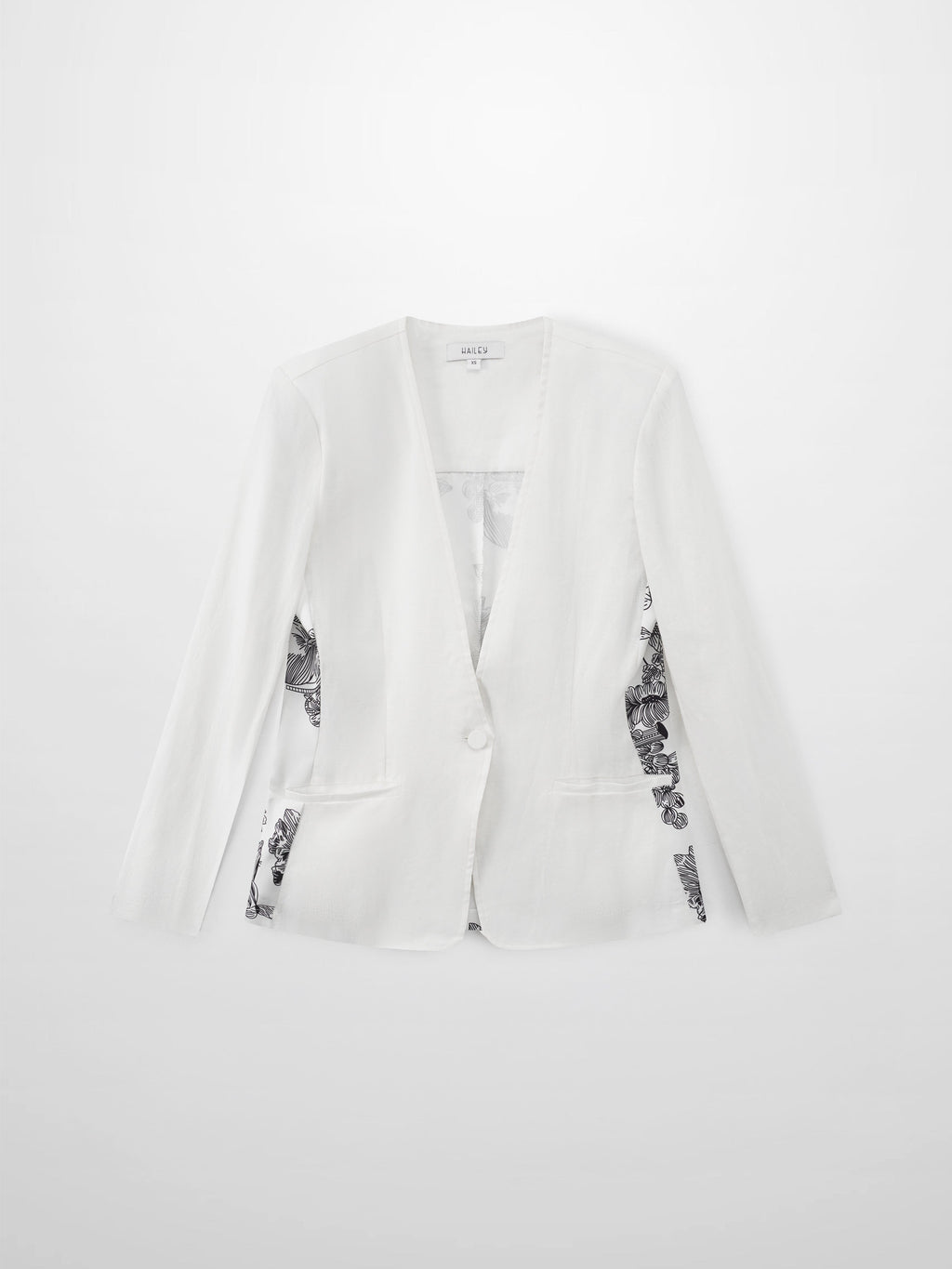 Silky Back Printed Blazer-White/Black-2
