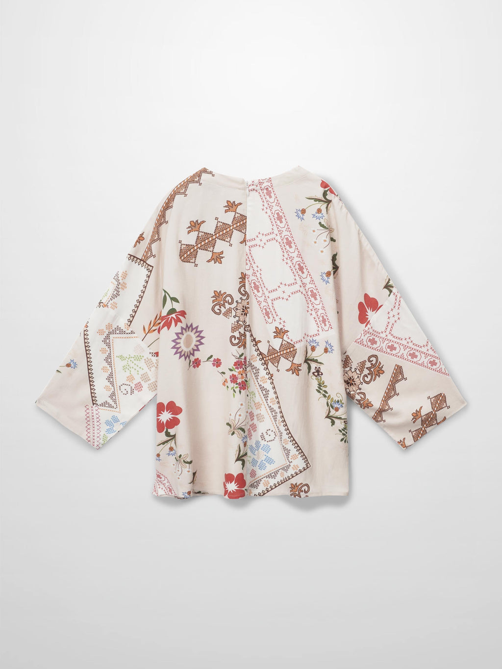 Linen Blend Crop Swing Top-Aztec Floral