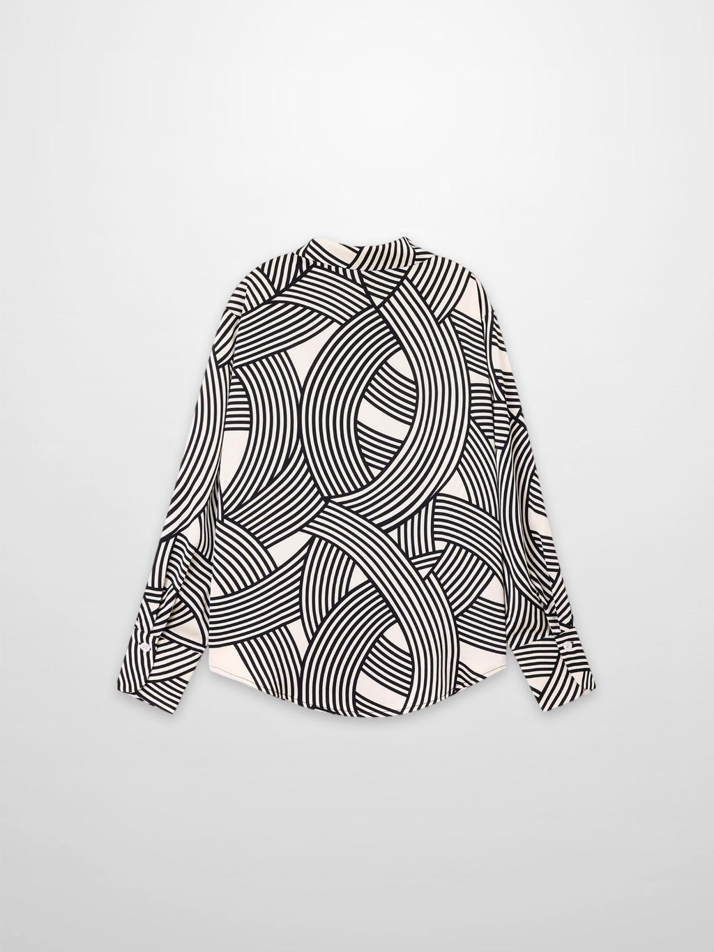 Button Down Print Blouse-Geometric Lines-2