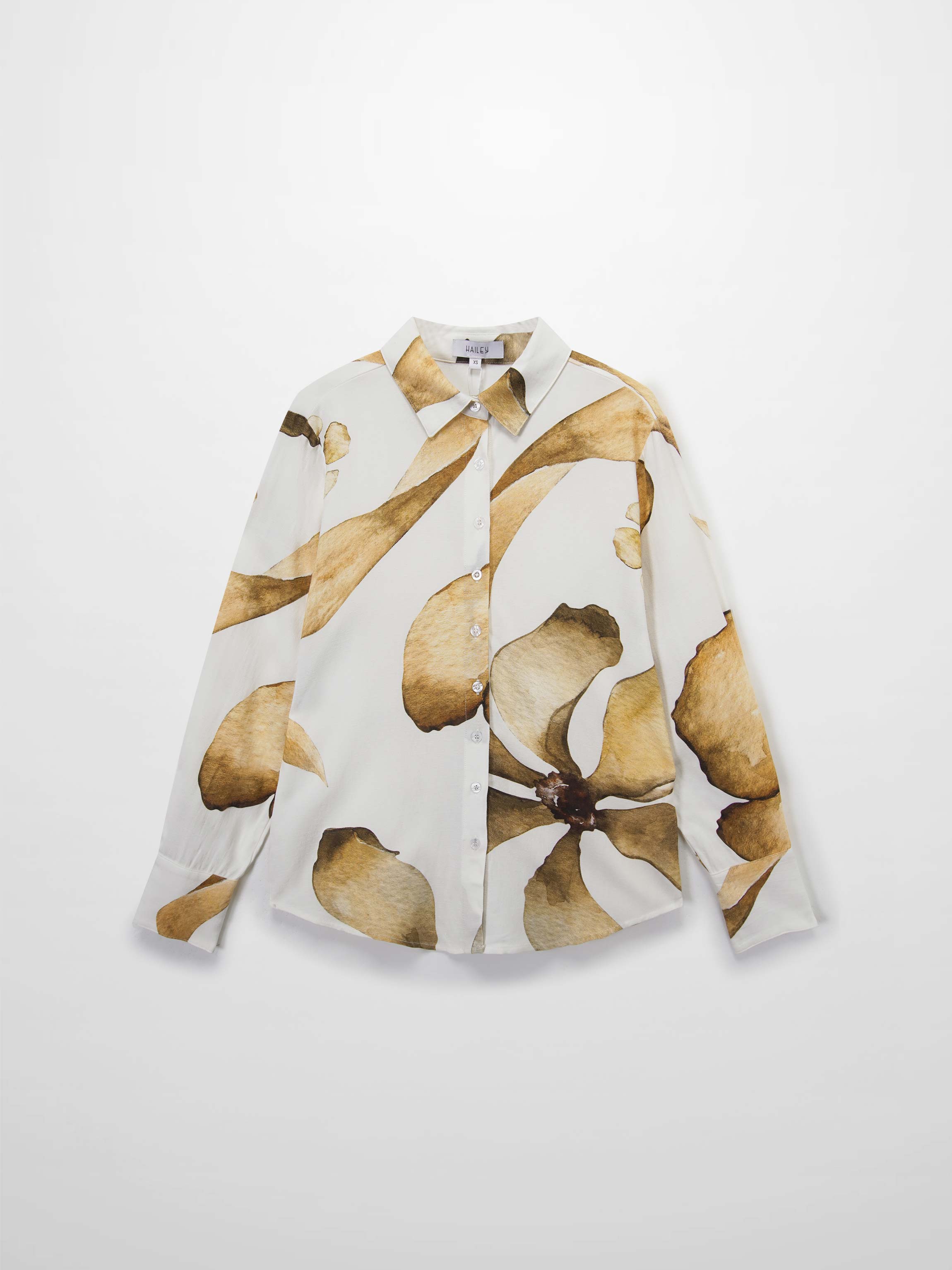 Printed Linen Blend Blouse-Brown Floral-3