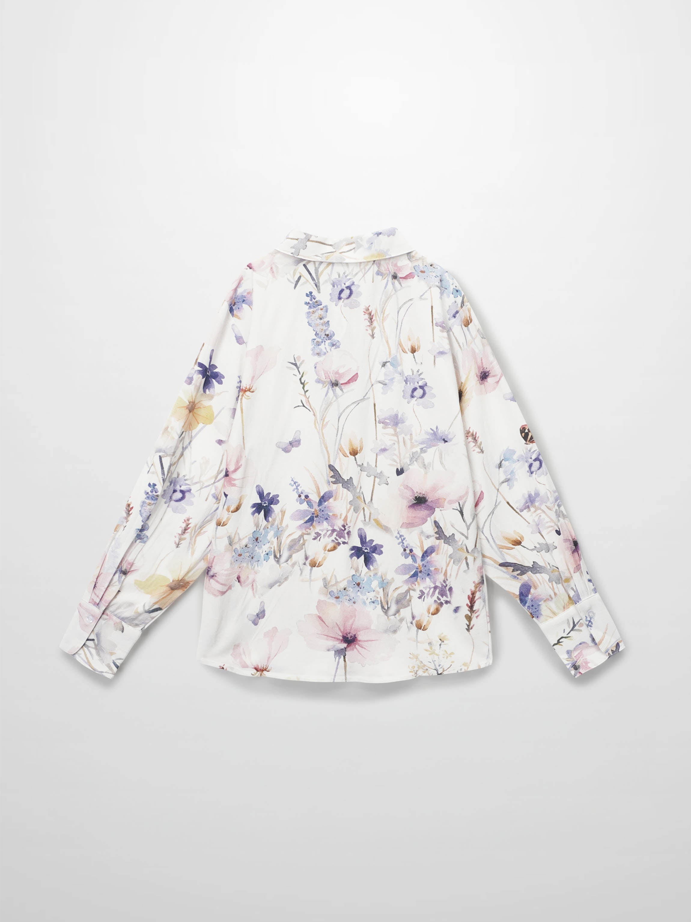 Printed Linen Blend Blouse-Scattered Flowers-3