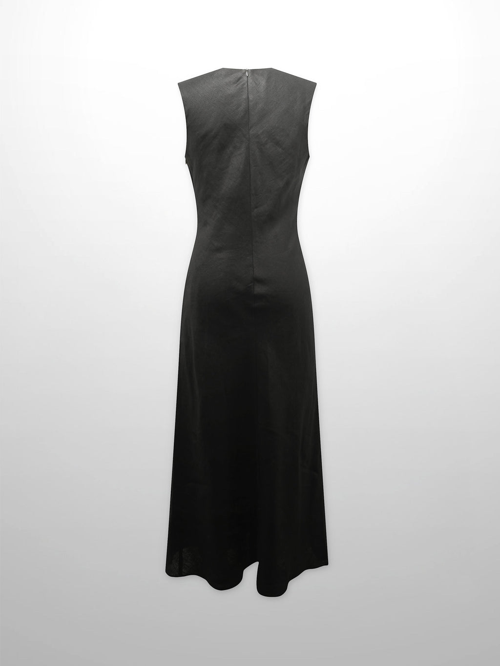 Linen A-Line Slip Dress-Black-1