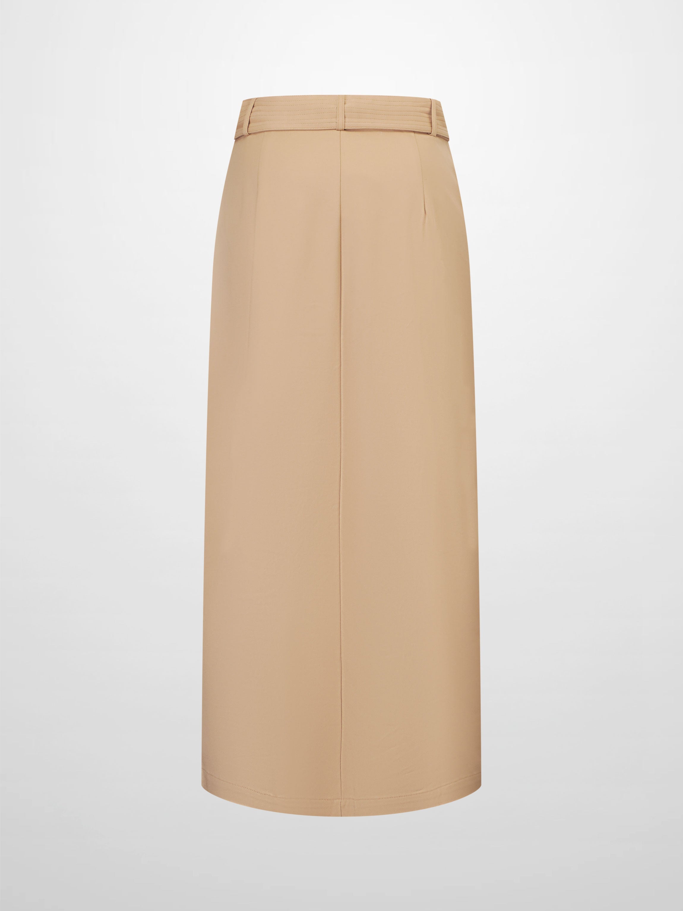 Belted Straight Cargo Pocket Skirt-Tan-2
