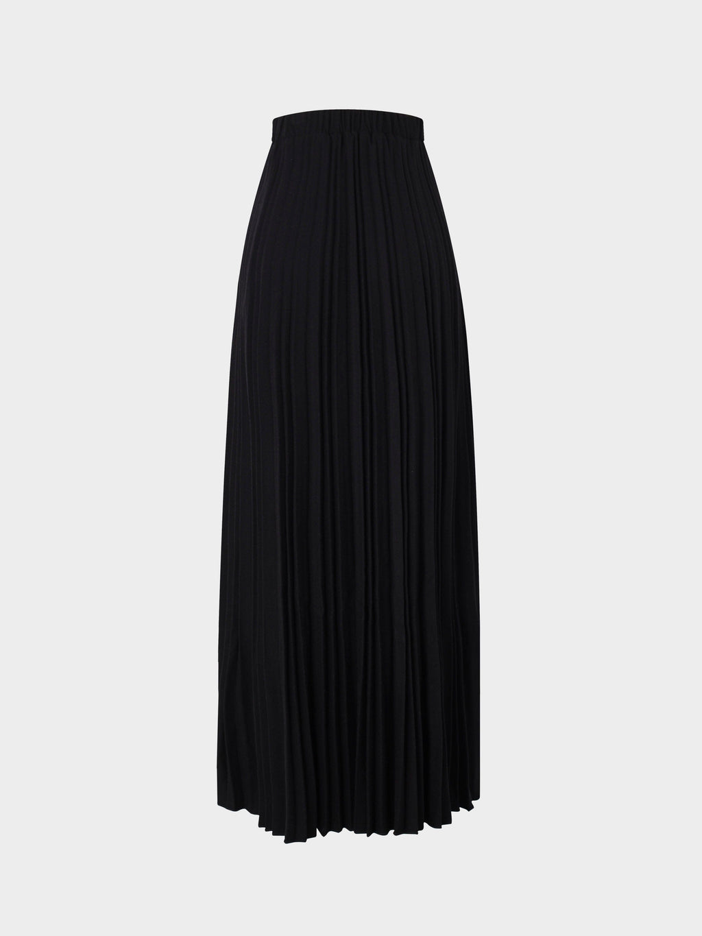 Wool Blend Pleated Skirt-Black-1