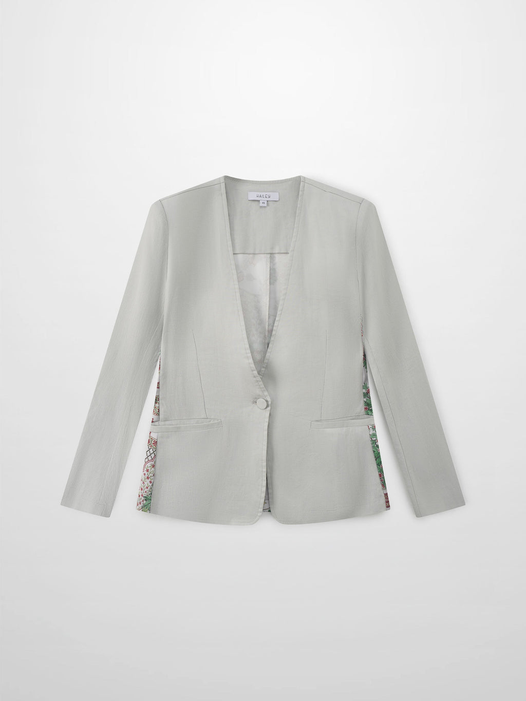 Silky Back Printed Blazer-Grey/Multi Color-0