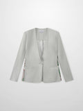 Silky Back Printed Blazer-Grey/Multi Color-0