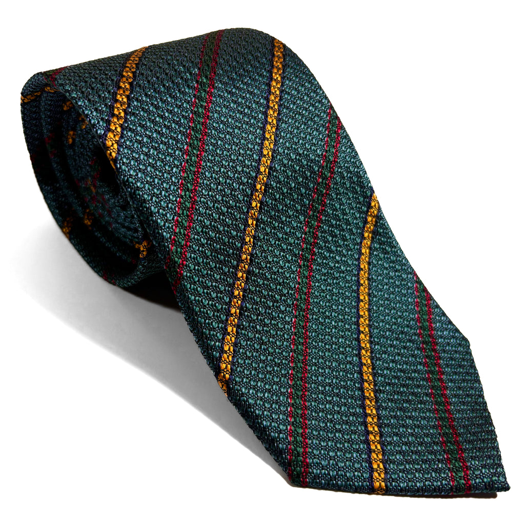 Sea Green Striped Silk Grenadine Tie (English Weave)