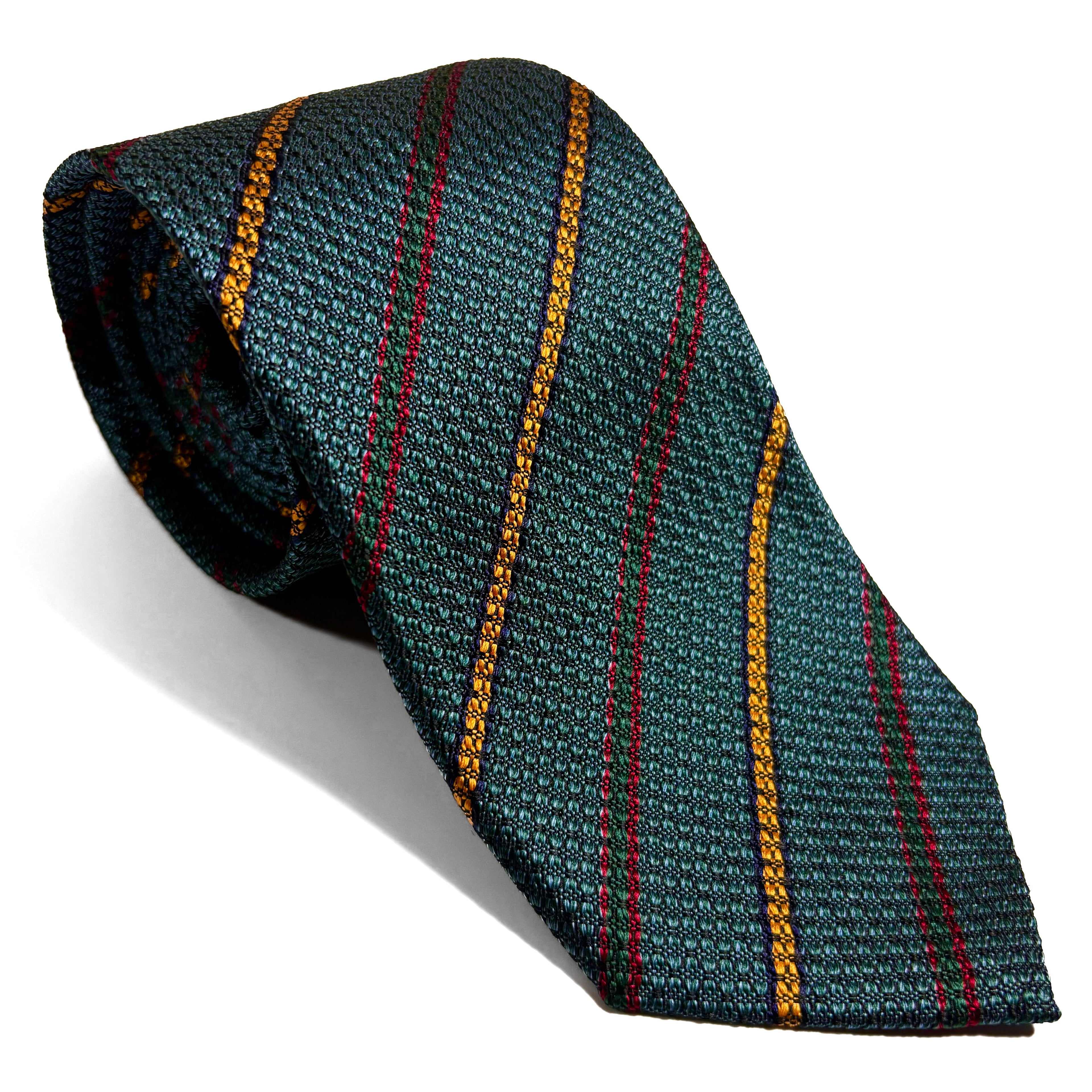 Sea Green Striped Silk Grenadine Tie (English Weave)