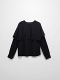 Silk Cape Blouse-Black-0