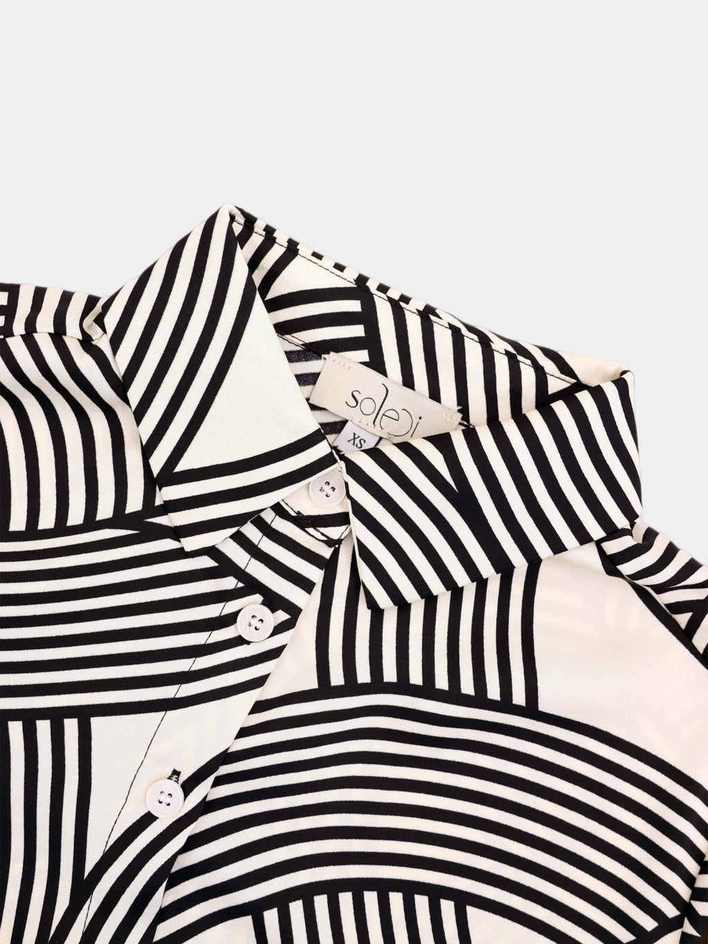 Button Down Print Blouse-Geometric Lines-3