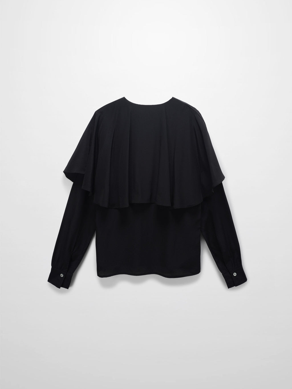 Silk Cape Blouse-Black-1
