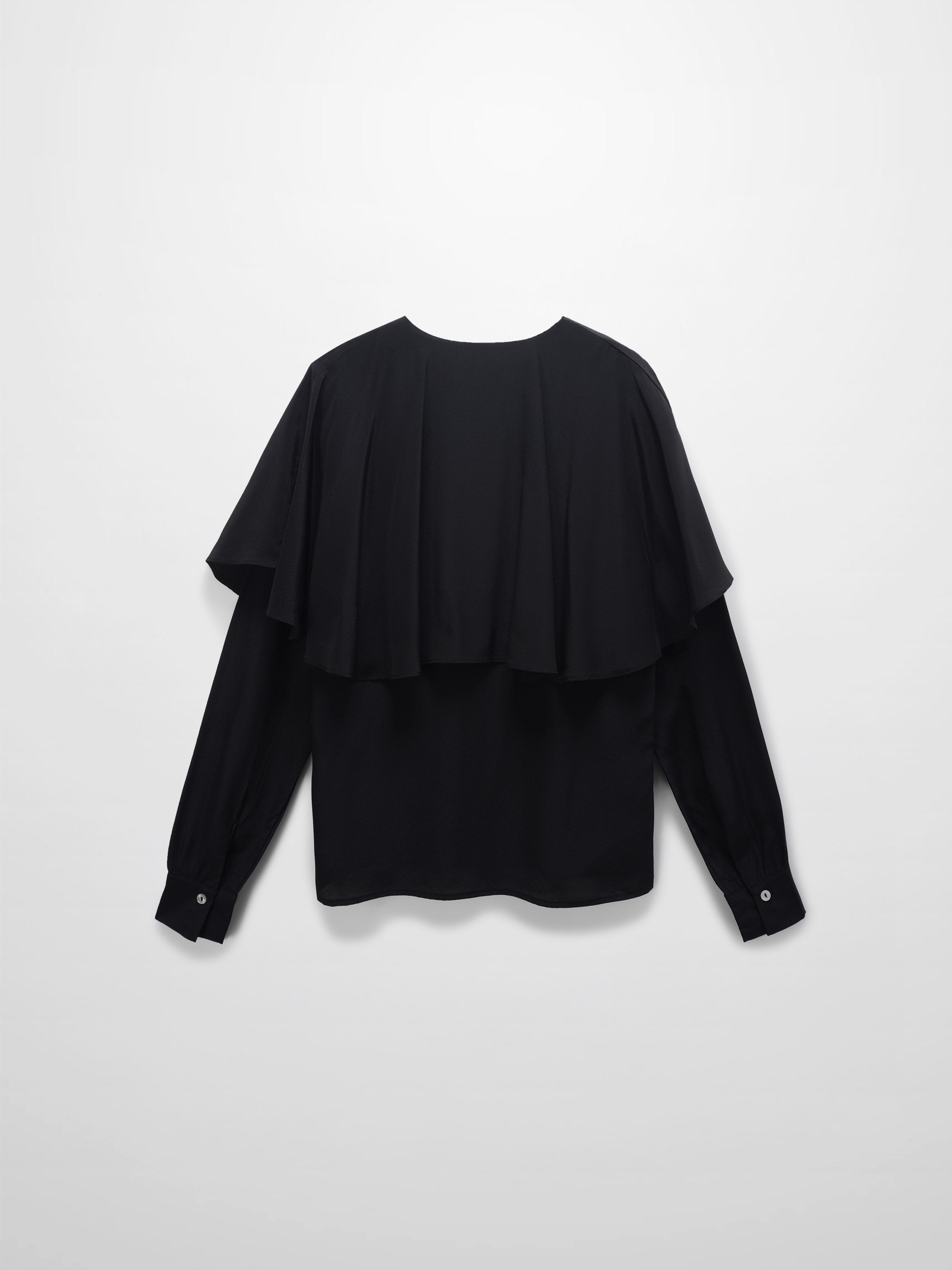 Silk Cape Blouse-Black-1