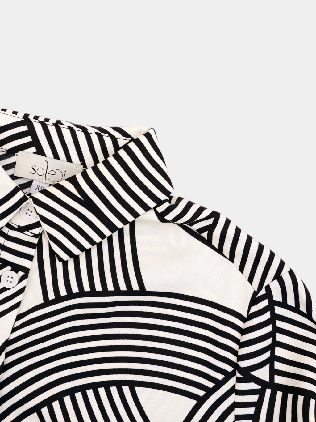 Button Down Print Blouse-Geometric Lines-4