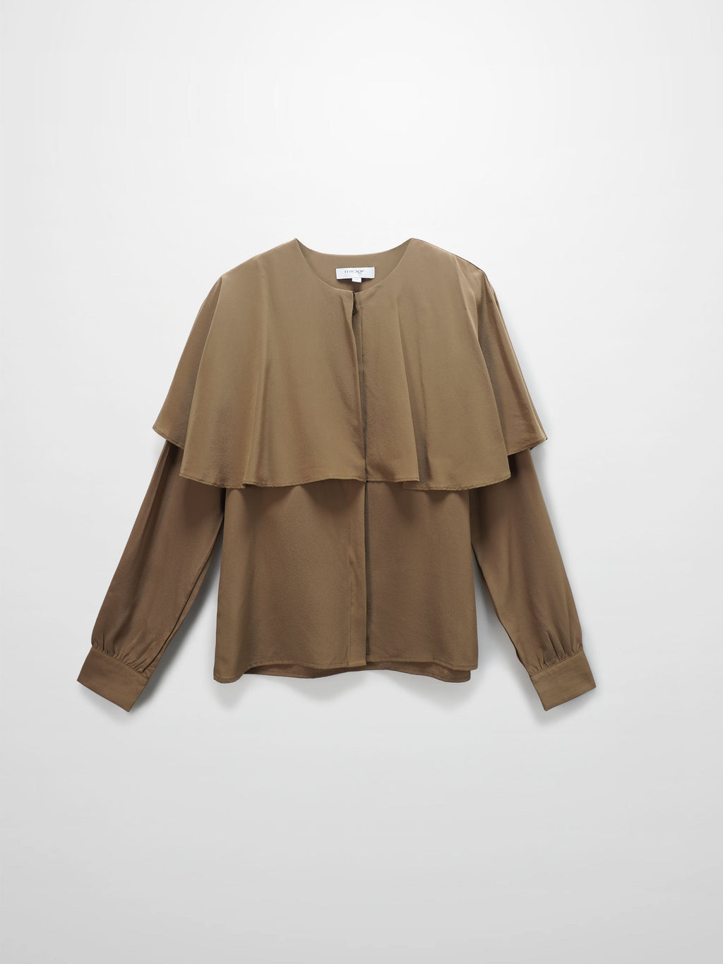 Silk Cape Blouse-Golden Olive-0