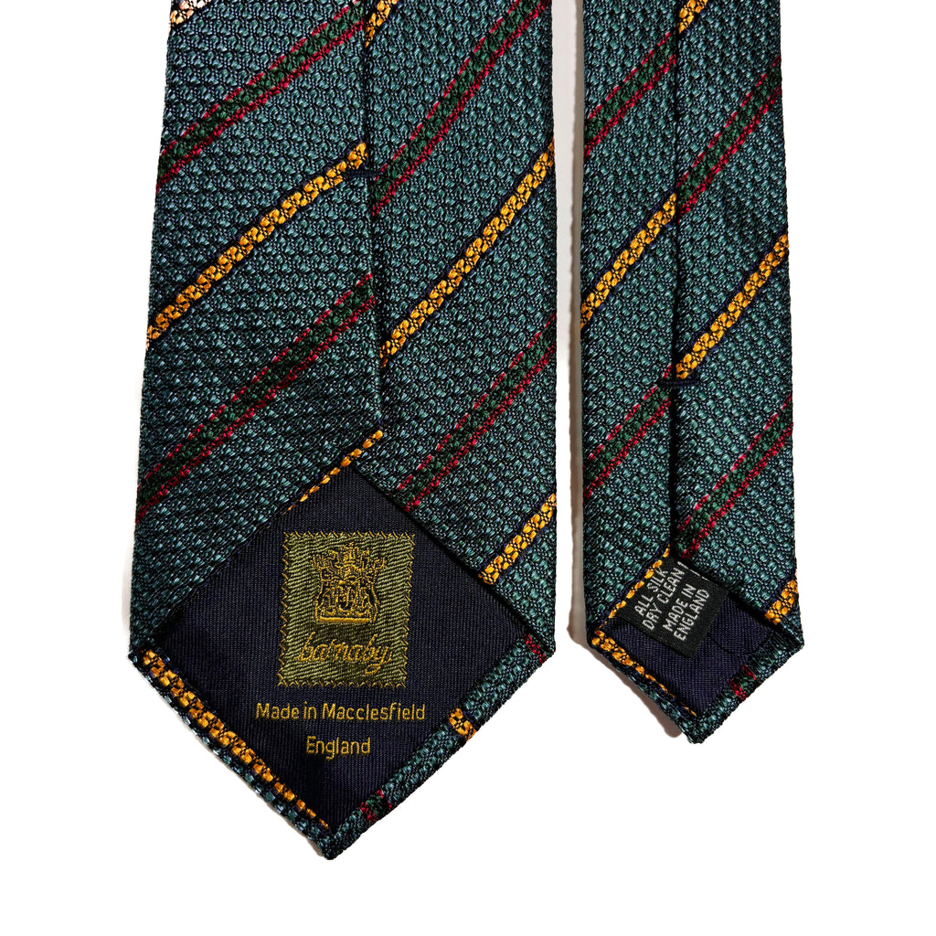 Sea Green Striped Silk Grenadine Tie (English Weave)