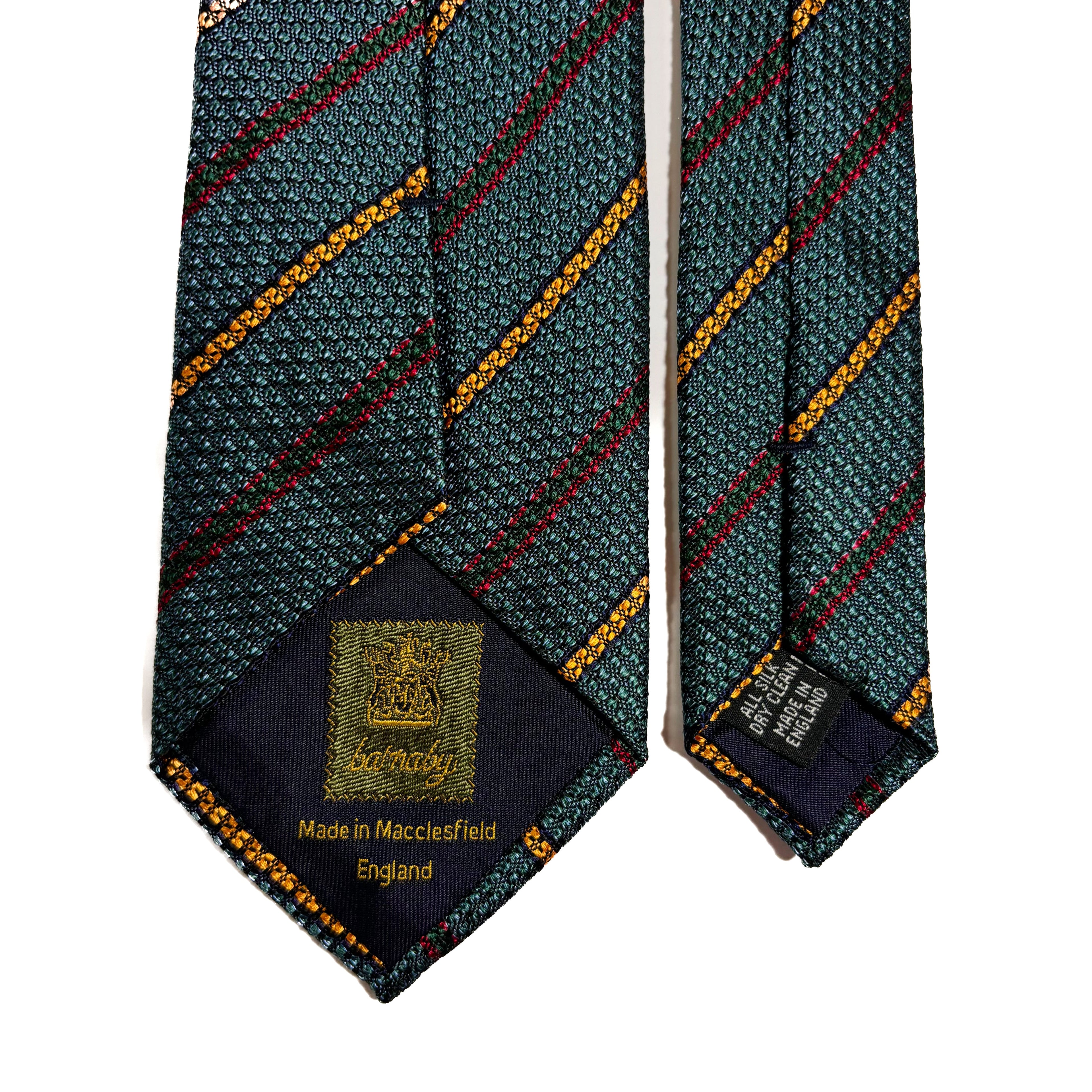 Sea Green Striped Silk Grenadine Tie (English Weave)