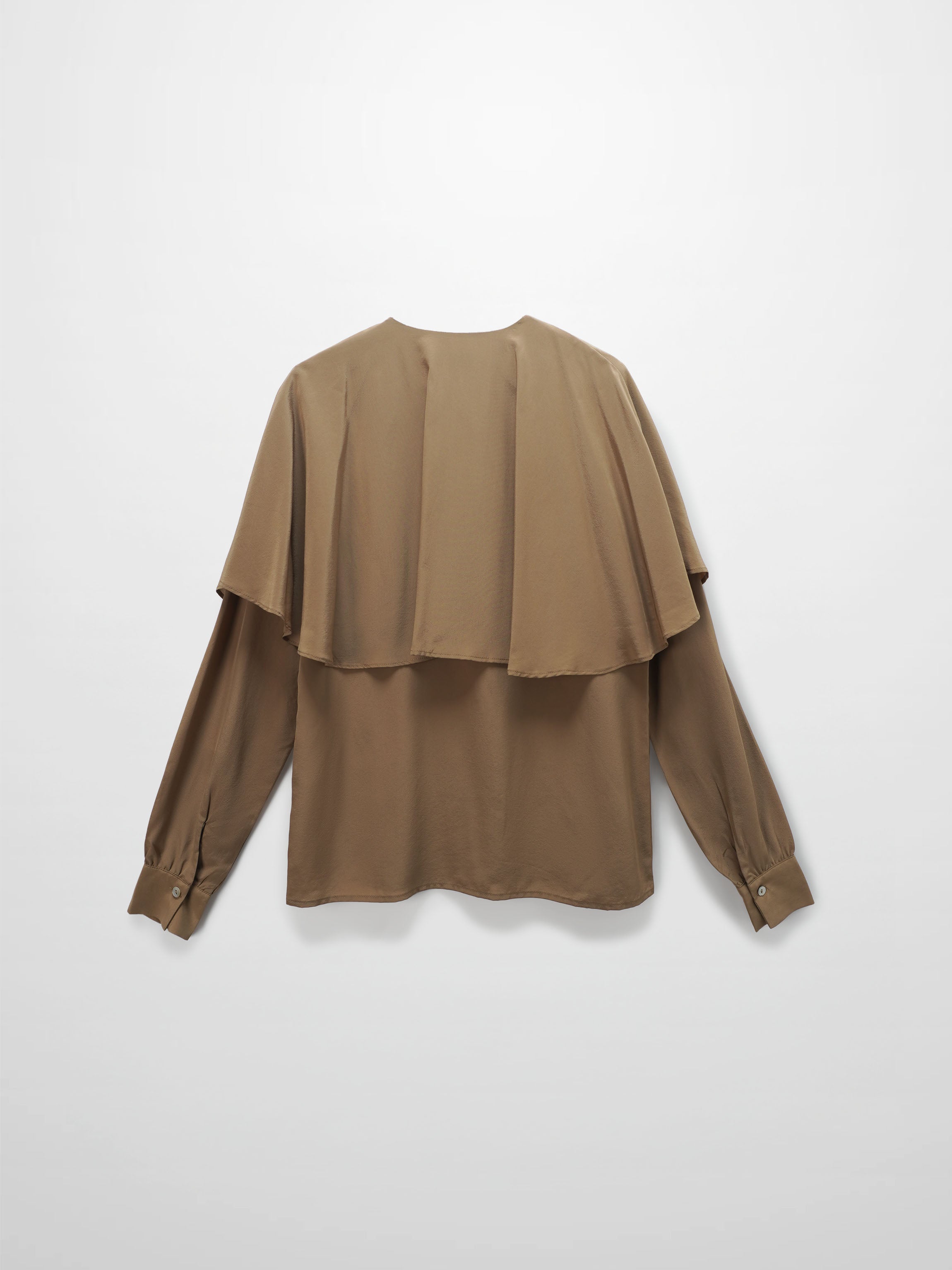 Silk Cape Blouse-Golden Olive-1