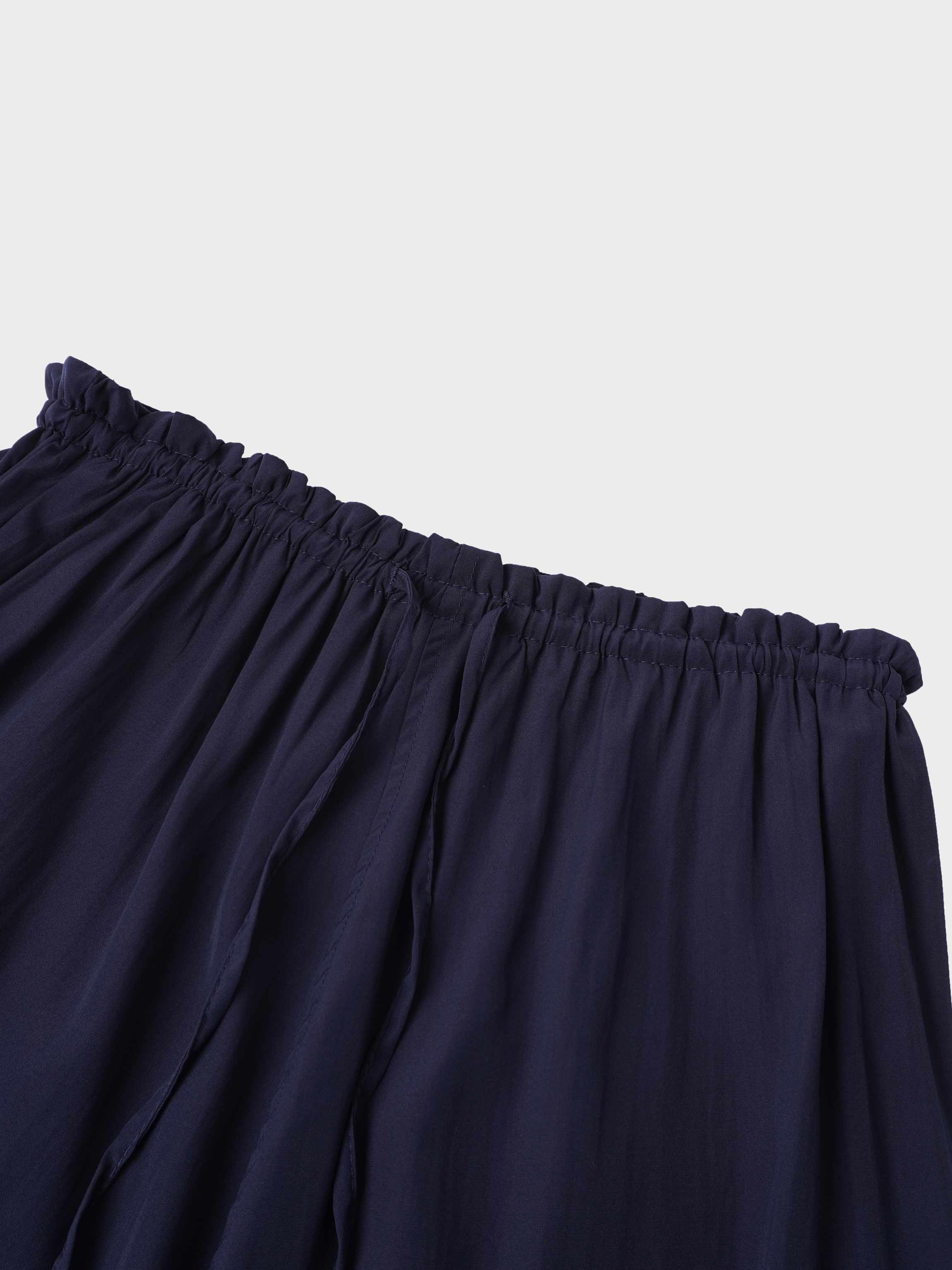 DRAWSTRING RUFFLE SKIRT-NAVY-4