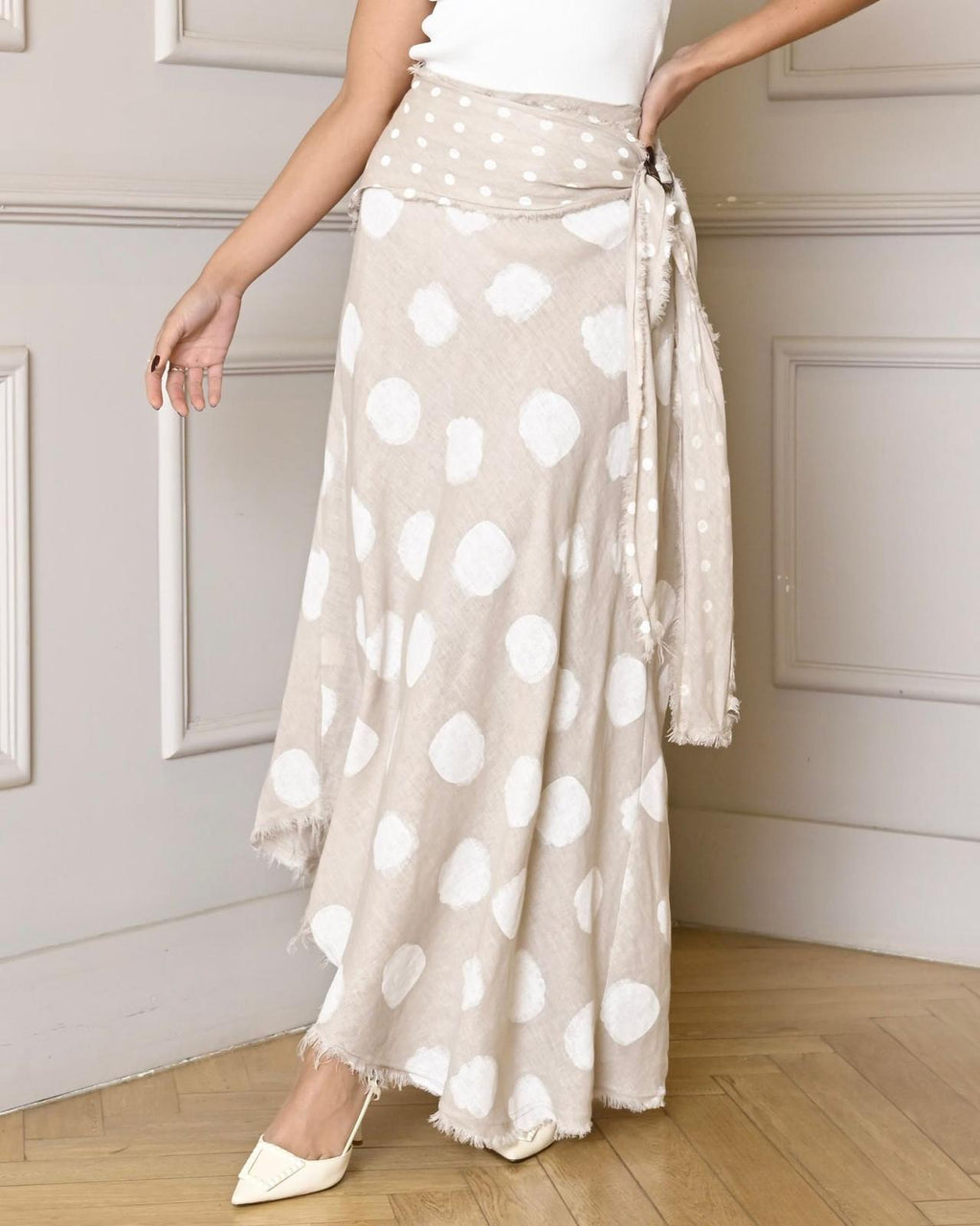 Italian Linen Polka-Dot Skirt
