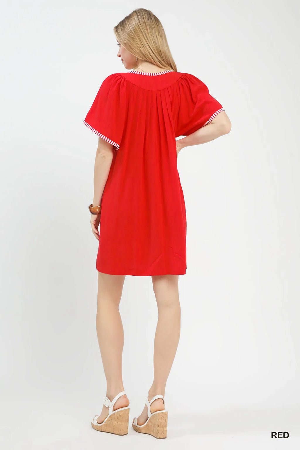 Linen-Trim Tunic Dress