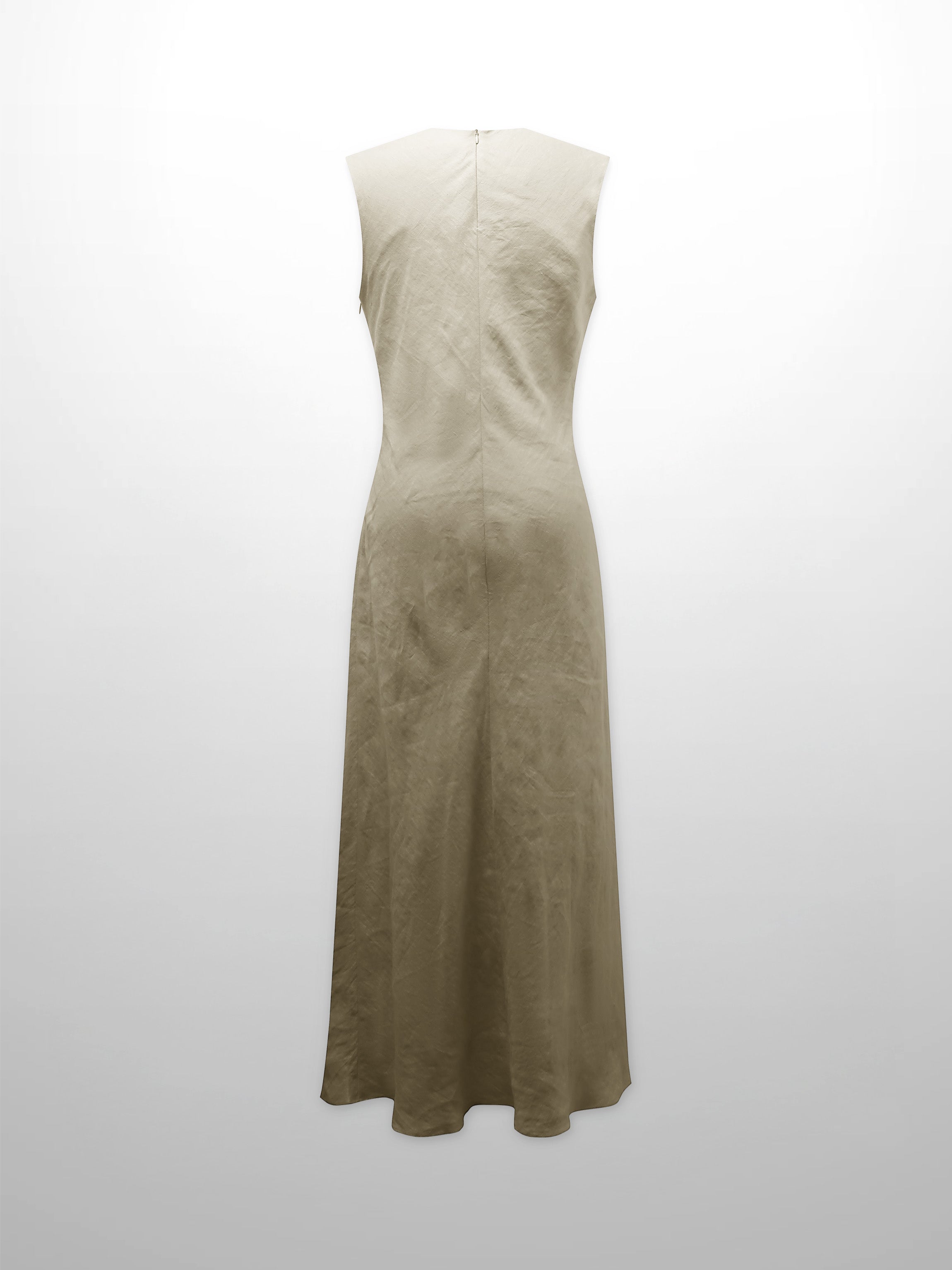 Linen A-Line Slip Dress-Ecru-2