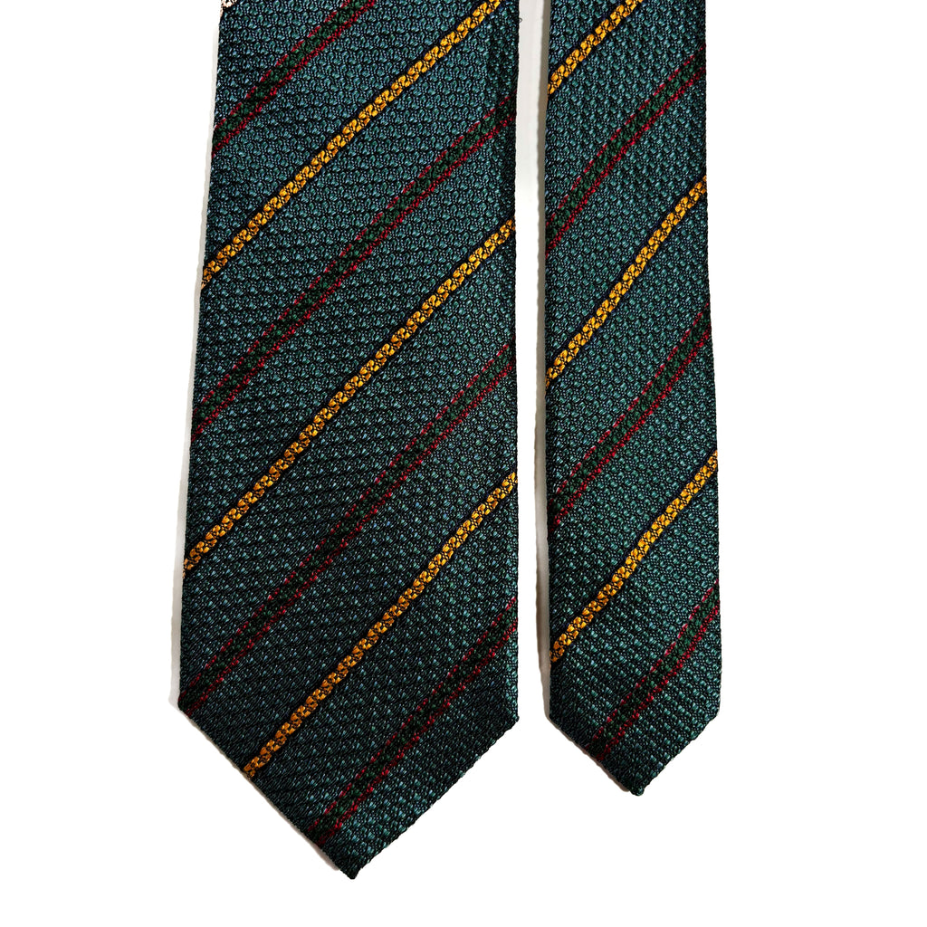 Sea Green Striped Silk Grenadine Tie (English Weave)