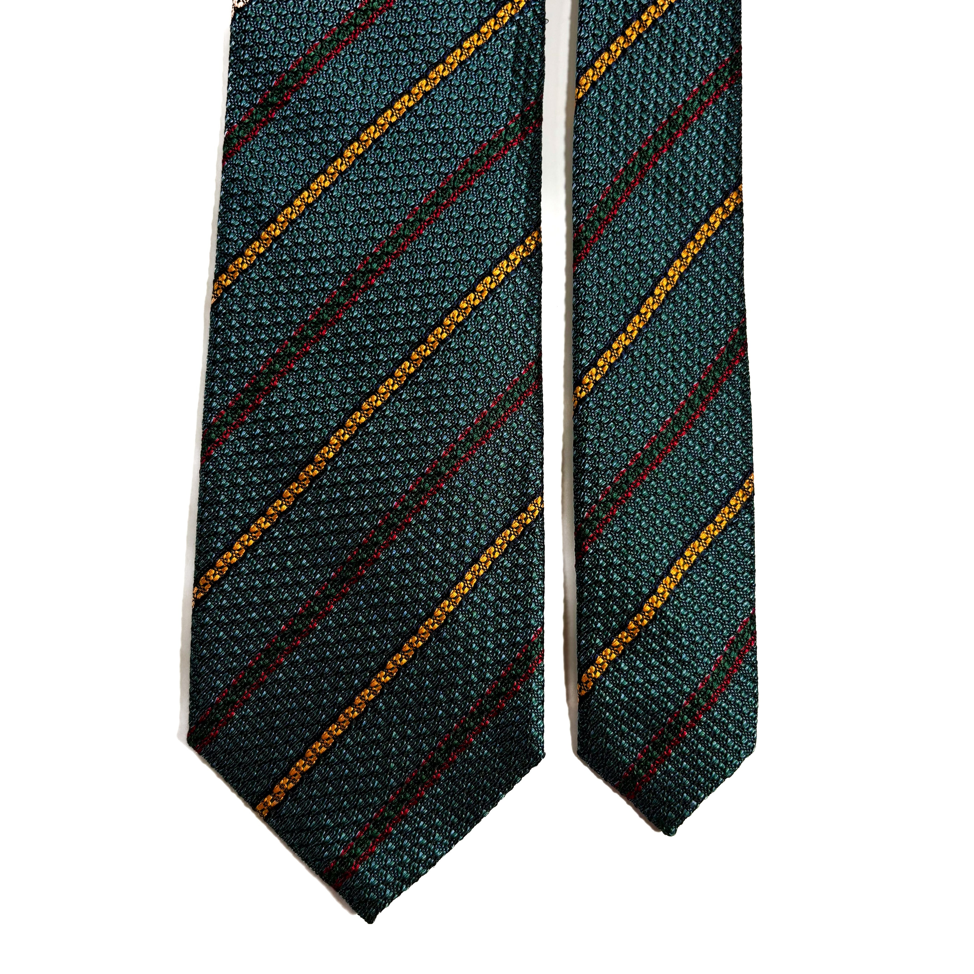 Sea Green Striped Silk Grenadine Tie (English Weave)