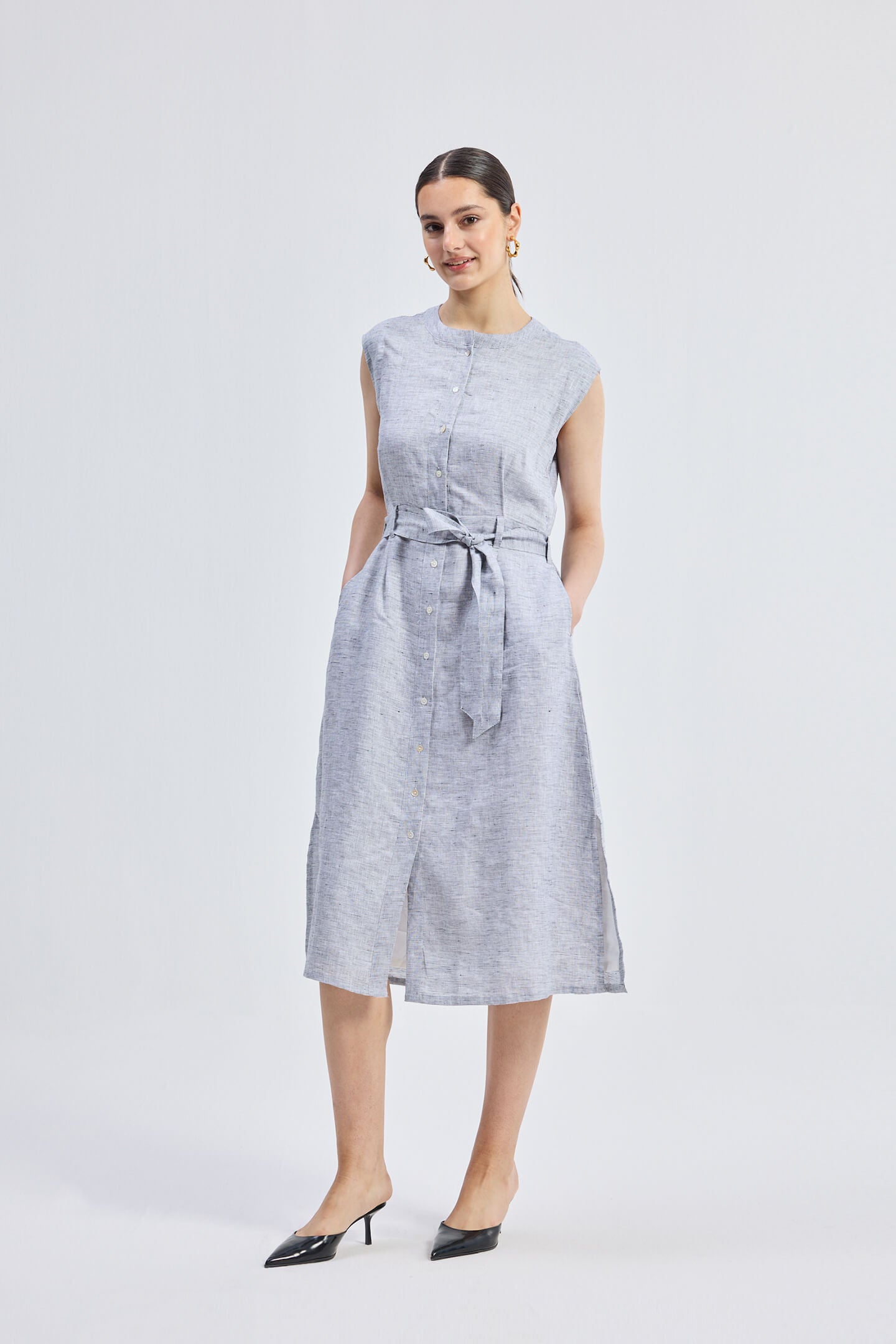 Back Cut-Out Linen Dress